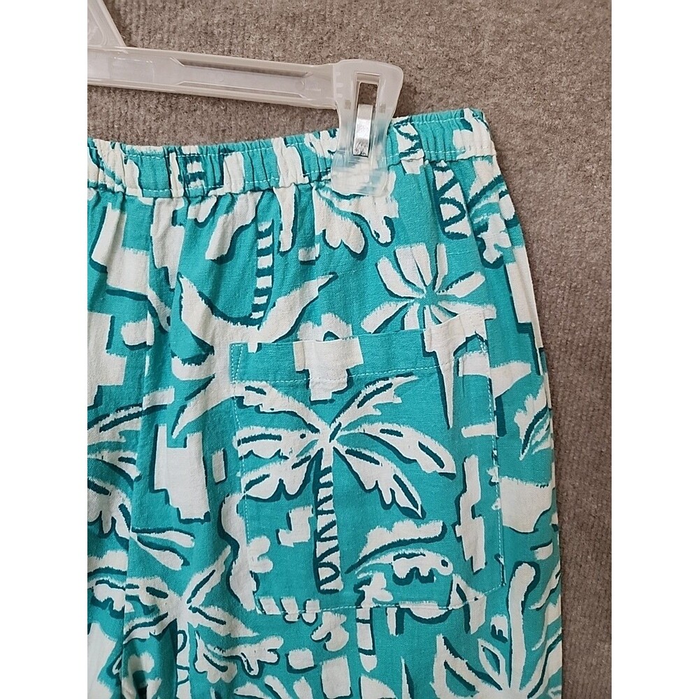 Sonoma Linen Blend Wide Leg Cropped Pants Womens L Turquoise Beach Vacation NEW - Picture 5 of 8